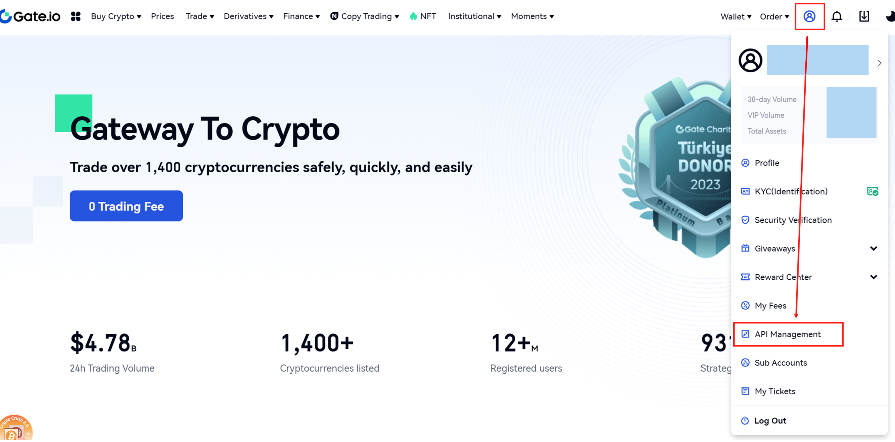 How to get an API key for Gate.io – Cryptact Help Center