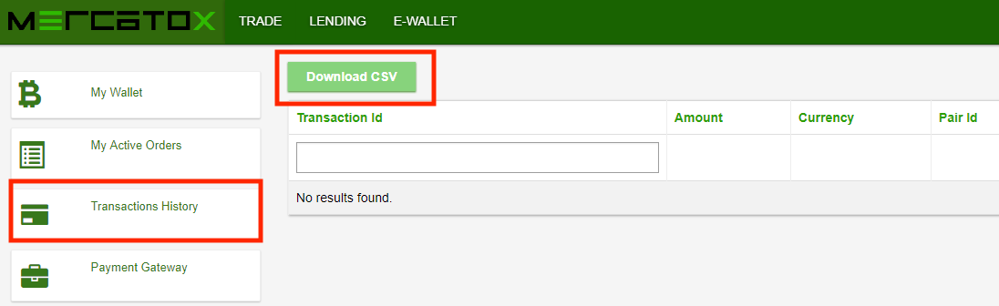 マッカレド取引ページ Mercatox(メルカトックス)の取引履歴ファイルダウンロード方法